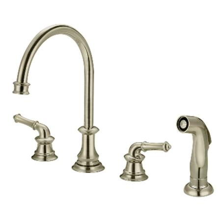 JUST Two Handle Kitchen Widespread Faucet With Spray- Polished Nickel JRL-1191-N